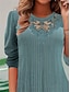 abordables Tops básicos de mujer-Mujer Camisa Camisa de encaje Blusa Texturizado Plano Encaje Casual Moda Manga Larga Escote Redondo Verde Trébol Primavera &amp; Otoño