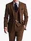 olcso Öltönyök-férfi tweed halszálkás öltöny 3 részes vintage retro molett egyszínű szabott egysoros kétgombos barna bordó sötét sötétzöld ősz/tél 2024