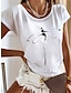 billige T-shirts til kvinde-Dame T-shirt 100 % bomuld Grafisk Trykt mønster Daglig Weekend Basale Kortærmet Rund hals Sort