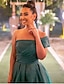 cheap Evening Dresses-A-Line Evening Gown Red Green Dress Wedding Guest Prom Sweep / Brush Train Short Sleeve One Shoulder Organza with Ruched Slit 2024