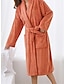 cheap Women&#039;s Robes-Women&#039;s Fleece Pajamas Robe Bathrobe Pure Color Plush Comfort Home Daily Bed Coral Fleece Coral Velvet Warm Lapel Long Sleeve Pocket Fall Winter Dark purple thick plain color (without hood) Pineapple