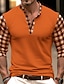 billige Casual T-skjorter for menn-Herre T skjorte Henly-skjorte T-skjorte Langermet skjorte Ruter Fargeblokk Henley Gate Feriereise Langermet Lapper Klær Mote Designer Grunnleggende