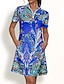 billiga Designerkollektion-Dam golfklänning Mörk Marin Ljusblå Kortärmad Solskydd Klänningar Paisley Golfkläder för damer Kläder Outfits Bär kläder