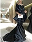 tanie Suknie wieczorowe-Syrena Suknia wieczorowa Elegancja Sukienka Formalny Tren w stylu sądowym Rękaw 1/2 Z odsłoniętymi ramionami Satyna z Kokardki Rozcięciem 2024