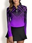 olcso Tervező kollekció-Női POLO trikó Bíbor Hosszú ujj Napvédő Felsők Ősz Tél Női golffelszerelések ruhák ruhák, ruházat