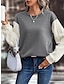 cheap Basic Women&#039;s Tops-T shirt Tee Women&#039;s Gray Color Block Patchwork Street Daily Fashion Round Neck Textured Regular Fit S