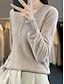 cheap Sweaters-Women&#039;s Pullover Sweater Jumper V Neck Ribbed Knit Polyester Button Knitted Fall Winter Regular Outdoor Daily Holiday Fashion Streetwear Casual Long Sleeve Solid Color Black White Light Green S M L