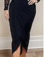 preiswerte schlichte Kleider-Damen schwarzes kleid Midikleid Kontrastspitze Spitze Party Verabredung Modisch Sexy V Ausschnitt Langarm Schwarz Farbe