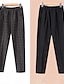 levne dámské společenské kalhoty-dámské šaty pracovní fleece flanelové kalhoty celopropínací móda streetwear kancelář kariéra čistá černá-podzimní styl 228# široké pruhy xl 2xl podzim zima