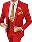 olcso Öltönyök-fekete piros bordó férfi esküvői hazatérés öltönyök 3 részes egyszínű, szabott szabású egymellű, egygombos 2024