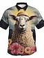cheap Men&#039;s Graphic Shirts-Alpaca Casual Men&#039;s Shirt Easter Autumn / Fall Turndown Short Sleeves Black, Pink, Gray S, M, L 4-Way Stretch Fabric Shirt