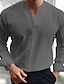 cheap Men&#039;s Casual Shirts-Men&#039;s Casual Shirt Black White Wine Dark Navy Blue Long Sleeve Plain V Neck Street Vacation Sexy Clothing Apparel Fashion Shirts Leisure