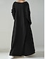 Χαμηλού Κόστους απλά φορέματα-Γυναικεία Μαύρο φόρεμα Μακρύ Φόρεμα Μάξι Φόρεμα Βαμβάκι Σουρωτά Καθημερινά Ημερομηνία Μοντέρνα Κομψό στυλ street Λαιμόκοψη V Μακρυμάνικο Μαύρο Κίτρινο Καφέ Χρώμα