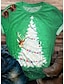 cheap Women&#039;s T-shirts-Women&#039;s T shirt Tee Christmas Shirt Snowman Santa&#039;s Helper Custom Print Black White Print Short Sleeve Christmas Weekend Festival / Holiday Round Neck Regular Fit Summer
