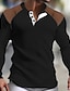 baratos Camisetas masculinas casuais-Homens Camiseta Camisa Waffle Henley Camisa Henley T-shirt Camisa de manga longa Bloco de cor Henley Rua Férias Manga Longa Patchwork Roupa Moda Designer Básico