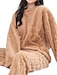 billiga Sovkläder till damer-pyjamasset för kvinnor ren färg plysch avslappnad komfort hem daglig säng korall fleece korall sammet varma lapel långärmad pullover byxa höst vinter hem outfits
