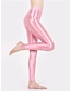 baratos calças ativas femininas-Mulheres Leggings Pele sintetica Tecido clarete Rubi Vermelho Ativo Cintura Alta Mimolet Ao ar livre Ioga Outono Inverno
