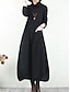 Χαμηλού Κόστους απλά φορέματα-Γυναικεία Μαύρο φόρεμα Μακρύ Φόρεμα Μάξι Φόρεμα Σουρωτά Τσέπη Καθημερινά Ημερομηνία Ενεργό Μοντέρνα Ζιβάγκο Μακρυμάνικο Μαύρο Κρασί Χακί Χρώμα