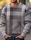 cheap Men&#039;s Pullover Sweater-Men&#039;s Cropped  Sweater Pullover Sweater Jumper Jumper Ribbed Knit Regular Knitted Slim Fit Plaid Crew Neck Modern Contemporary Work Daily Wear Clothing Apparel Winter Khaki Gray S M L