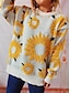 ieftine Pulovere-Pentru femei Pulover pulover Stil Nautic Grosolan Tricotat Polyester Brodată Primăvară Toamnă Iarnă Regulat Zilnic Concediu aleasă a inimii Stilat Casual Manșon Lung Floral Negru Galben S M L
