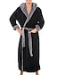 cheap Men&#039;s Robes-Men&#039;s Pajamas Robe Bathrobe Bath Gown Plain Stylish Casual Comfort Home Daily Bed Flannel Comfort Warm Hoodie Long Sleeve Pocket Belt Included Fall Winter Black Red