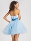 cheap Special Occasion Dresses-Ball Gown Dress Homecoming Cocktail Party Short / Mini Sleeveless Sweetheart Satin with Sash / Ribbon Beading Draping 2023