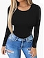 voordelige Bodysuits-Dames bodysuit Hoge taille Effen Kleur Ronde hals Streetwear Straat Dagelijks Normale pasvorm Lange mouw Zwart Wit Rood S M L Herfst