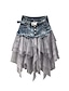 cheap Mini Skirt-Women&#039;s Skirt Mini Tulle Denim Black Light Blue Skirts Summer Belt Included Basic Daily Wear Vacation S M L