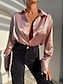 abordables Blusas y camisas de mujer-Mujer Camisa Blusa Plano Botón Trabajo Moda Manga Larga Cuello Camisero Amarillo Primavera &amp; Otoño