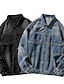 cheap Men&#039;s Graphic Jackets &amp; Coats-Letter Horse National Flag Casual western style Men&#039;s Coat Denim Jacket Sports &amp; Outdoor Going out Weekend Fall &amp; Winter Turndown Long Sleeve Black Blue M L XL Denim Jacket
