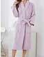 cheap Women&#039;s Robes-Women&#039;s Fleece Pajamas Robe Bathrobe Pure Color Plush Comfort Home Daily Bed Coral Fleece Coral Velvet Warm Lapel Long Sleeve Pocket Fall Winter Dark purple thick plain color (without hood) Pineapple