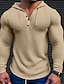 cheap Men&#039;s Casual T-shirts-Men&#039;s T shirt Tee Waffle Shirt Tee Top Long Sleeve Shirt Plain Hooded Street Vacation Long Sleeve Clothing Apparel Fashion Designer Basic