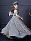 Χαμηλού Κόστους Φορέματα για πάρτι-παιδικό κοριτσίστικο φόρεμα μονόχρωμο φόρεμα γραμμής για πάρτι γενεθλίων ruched mesh γκρι μάξι κοντομάνικο πριγκίπισσα χαριτωμένα φορέματα φθινόπωρο χειμώνα κανονική εφαρμογή 3-12 ετών