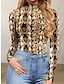 ieftine Body-Pentru femei bodysuit Imprimeu Leopard Guler de stand Șic Stradă Stradă Zilnic Fit regulat Manșon Lung Culoarea imaginii 1 Culoarea imaginii 2 Culoarea imaginii 3 S M L Toamnă