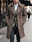 cheap Men&#039;s Trench Coat-Men&#039;s Winter Coat Wool Coat Overcoat Daily Wear Going out Winter Polyester Thermal Warm Washable Outerwear Clothing Apparel Fashion Warm Ups Plain Pocket Stand Collar Zipper
