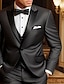 Недорогие Смокинг -костюмы-Черные мужские костюмы для выпускного вечера, смокинги для свадебной вечеринки, вечерние смокинги из 3 предметов, однотонные, козырек больших размеров, однобортный, с одной пуговицей, 2024