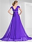 cheap Special Occasion Dresses-Ball Gown Elegant Dress Formal Evening Military Ball Sweep / Brush Train Short Sleeve V Neck Chiffon with Criss Cross Beading Draping 2023