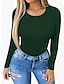 voordelige Bodysuits-Dames bodysuit Hoge taille Effen Kleur Ronde hals Streetwear Straat Dagelijks Normale pasvorm Lange mouw Zwart Wit Rood S M L Herfst