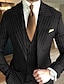 preiswerte Anzüge-Schwarz-blauer Nadelstreifen-Hochzeitsanzug für Herren, dreiteilig, maßgeschneiderte Passform, einreihig, zwei Knöpfe, 2024