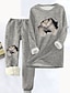 cheap Graphic Sleepwear-Women&#039;s Pajamas Sets Animal Cat Fashion Comfort Soft Carnival Home Christmas Polyester Warm Gift Crew Neck Long Sleeve Hoodie Pant Fall Winter Red Gray