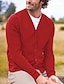 cheap Men&#039;s Cardigan Sweater-Men&#039;s Cardigan Sweater Knitted Cardigan Ribbed Knit Regular Knitted Plain V Neck Warm Ups Modern Contemporary Daily Wear Going out Clothing Apparel Winter Black Red S M L