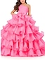 Χαμηλού Κόστους Λουλουδάτα φορέματα για κορίτσια-Πριγκίπισσα Μακρύ Φόρεμα για Κοριτσάκι Λουλουδιών Πομπή Κορίτσια Χαριτωμένο φόρεμα χορού Σιφόν με Φιόγκος(οι) Σε επίπεδα Κατάλληλο 3-16 ετών