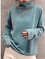 cheap Sweaters-Women&#039;s Pullover Sweater Jumper Turtleneck Ribbed Knit Wool Patchwork Lace Trims Fall Winter Regular Outdoor Daily Going out Stylish Casual Soft Long Sleeve Solid Color Black White Blue S M L