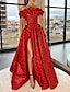 cheap Prom Dresses-A-Line Prom Dresses Sparkle &amp; Shine Dress Wedding Guest Prom Sweep / Brush Train Short Sleeve Off Shoulder Sequined with Sash / Ribbon Sequin Slit 2024