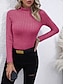 Χαμηλού Κόστους Βασικές Γυναικείες Μπλούζες-Πουκάμισο Μπλούζα Γυναικεία Μαύρο Ανθισμένο Ροζ Ρουμπίνι Συμπαγές / Απλό χρώμα Πλεκτό Ημέρα του Αγίου Βαλεντίνου Καθημερινά Μοντέρνα Ζιβάγκο Κανονικό Τ