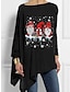 cheap Women&#039;s Blouses &amp; Shirts-Christmas Shirt Women&#039;s Shirt Blouse Snowman Snowflake Christmas Casual Print Asymmetric Black Long Sleeve Festival / Holiday Off Shoulder Spring &amp;  Fall