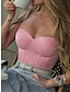 abordables Hauts-femme corset shapewear haut couleur pure corsets date de rue sortie polyester respirant bandeau sans manches dos nu été printemps blanc rose