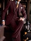 levne Obleky-pánské tvídové vintage svatební obleky 3dílné větší velikosti jednobarevné střih na míru jednořadé dvouknoflíčkové hnědé vínové modré čokoládové 2024