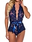 cheap Sexy Lingerie-Women&#039;s Teddies &amp; Bodysuits Pure Color Lovers Hot Comfort Bed Beach Lace Breathable Halter Neck Sleeveless Backless Summer Spring Black Wine