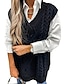 cheap Sweater Vest-Women&#039;s Sweater Vest V Neck Ribbed Cable Knit Acrylic Patchwork Fall Winter Regular Outdoor Daily Going out Stylish Casual Soft Sleeveless Solid Color Black Wine Navy Blue S M L